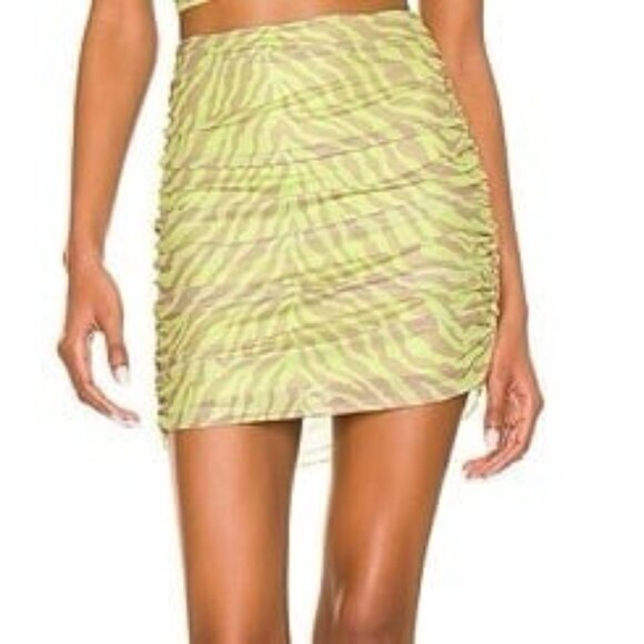 Superdown Cierra Ruched Skirt - Lime Multi